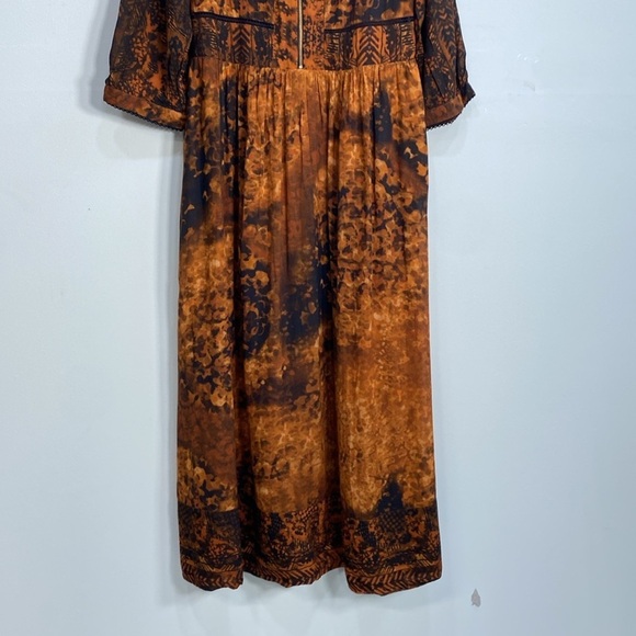 Soft Surroundings Midi Dress 12 Boho Art to Wear Burnished Copper - Picture 7 of 14